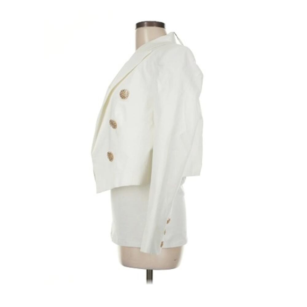 NWT LAGENCE Ivory White Crop Blazer Gold Button Double Breast Size 6 Work Blazer - Picture 7 of 10